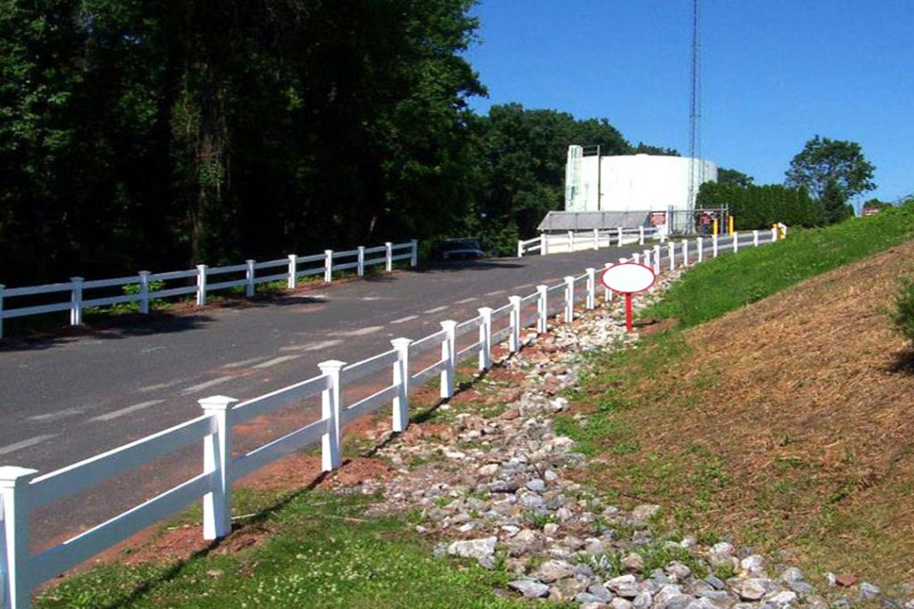 white ranch rail fence